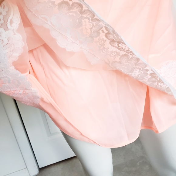 Dunlon vintage 1970s Short neon Night Gown lace - Picture 11 of 16